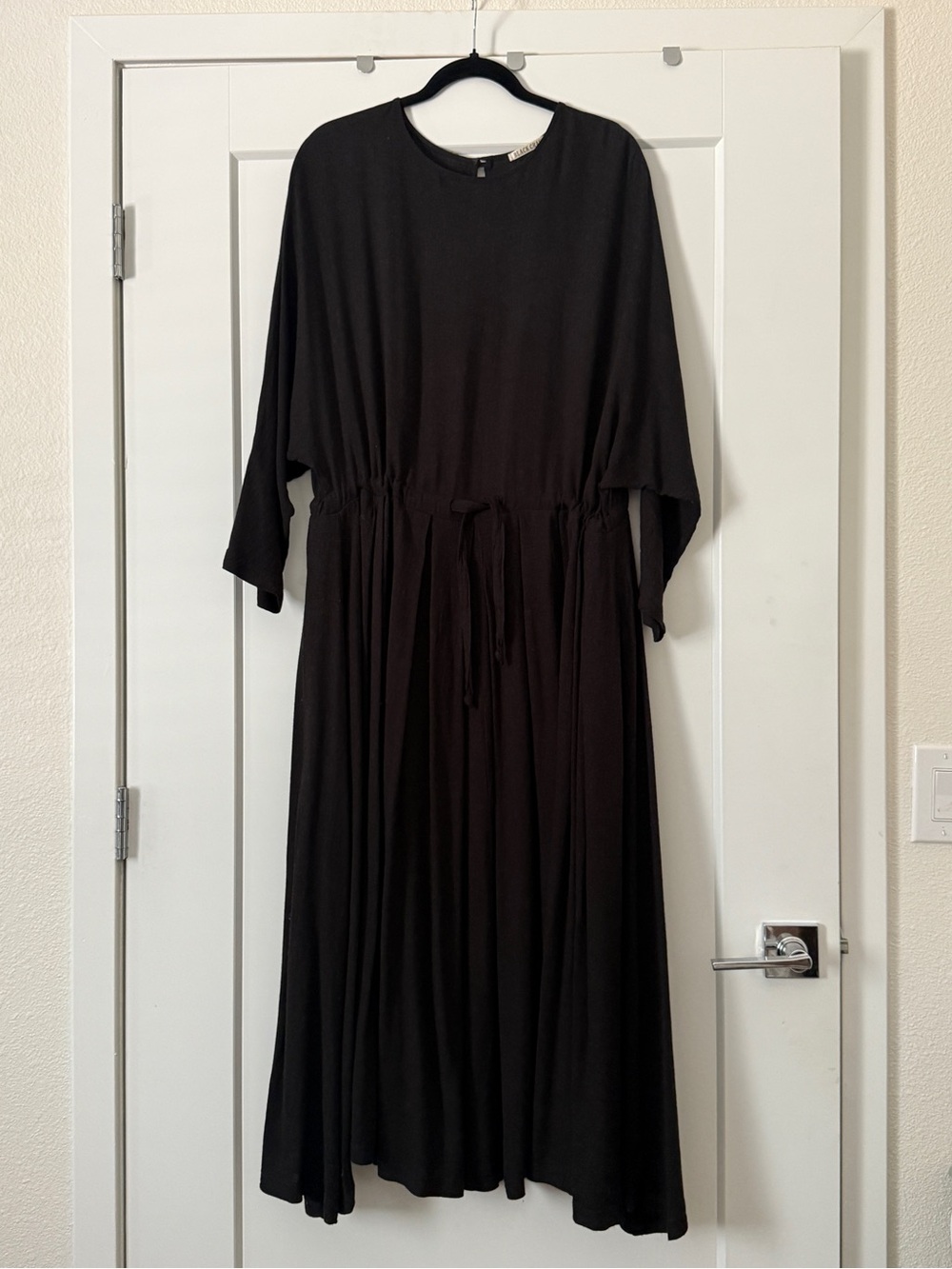 Black Crane Pleated Dress